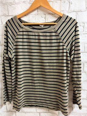 Kismet Olive and Black Striped Top